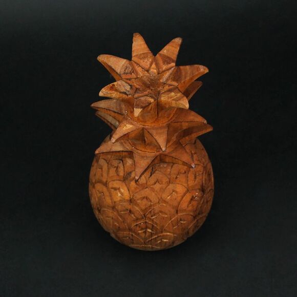 Hand Carved Pineapple Tabletop Statue Décor 9.75 Inches High - Picture 5 of 6